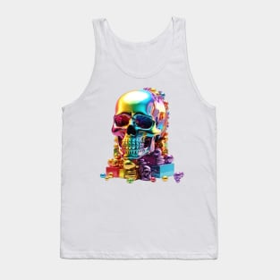 Iridescent Colorful Rainbow Skull Tank Top